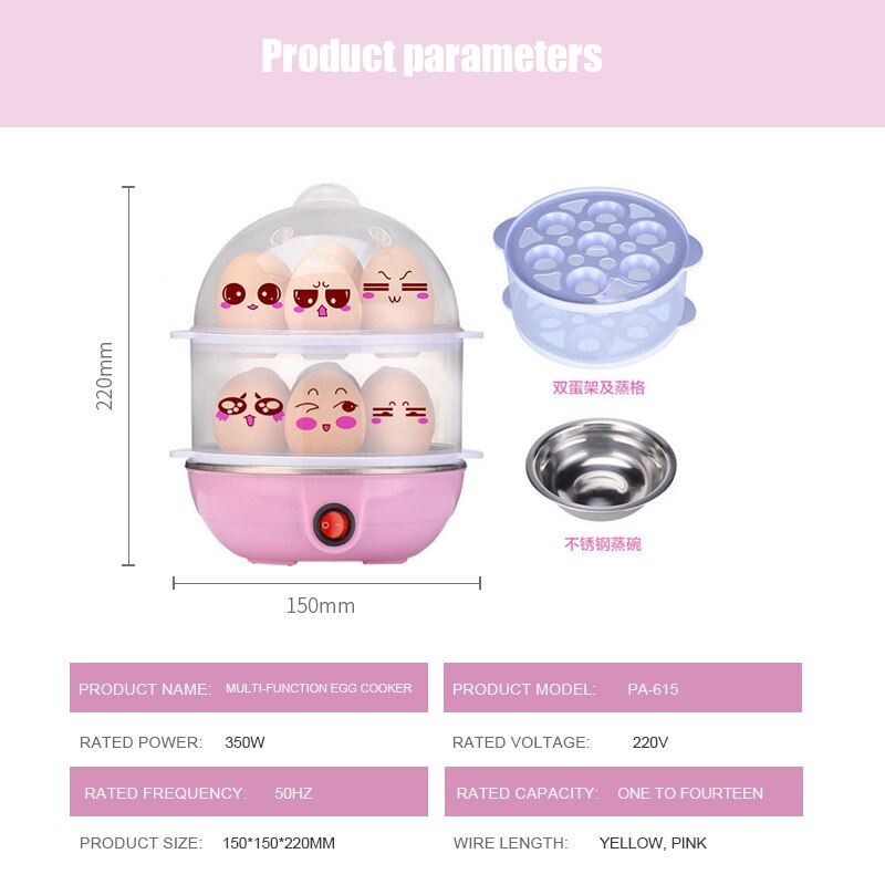 Kbxstart Multi Function Rapid Electric Egg Cooker 14 Eggs Capacity Fast Egg Boilers Steamed Kitchen Cooking Appliances Tools