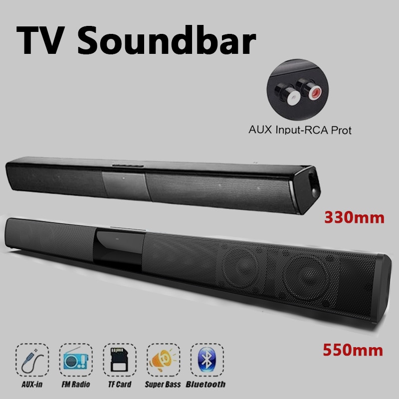 Caixa de som soundbar para home theater, 20w, bluetooth, sem fio, portátil, coluna, subwoofer com rádio fm para computador, sistema de som de tv