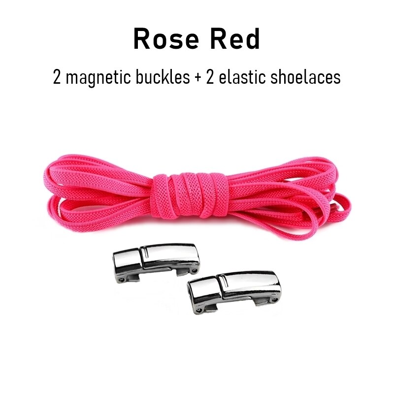 1 para sznurowadła magnetyczne trampki elastyczne sznurówki metalowy zamek leniwe sznurowadła dla dzieci i dorosłych rozmiar uniwersalny but: Rose red