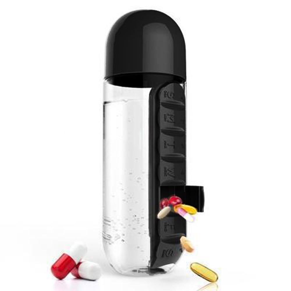 501-600 ml Water PC Fles Met Pillendoos 7 Dag Organizer Drinken Flessen Water Fles Reizen Draagbare 1 stuks
