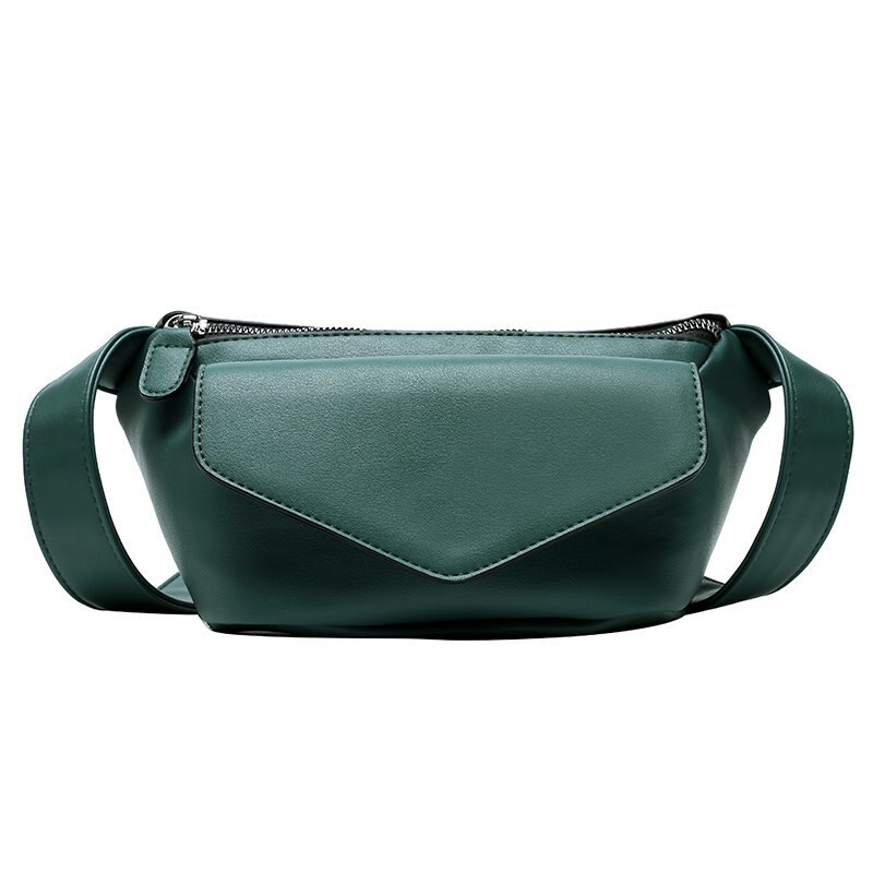 Marsupi Casual per donna borsa a tracolla in morbida pelle borsa da viaggio piccola da viaggio verde nero borsa da marsupio femminile borse da cintura Bolsos: Green waist bag