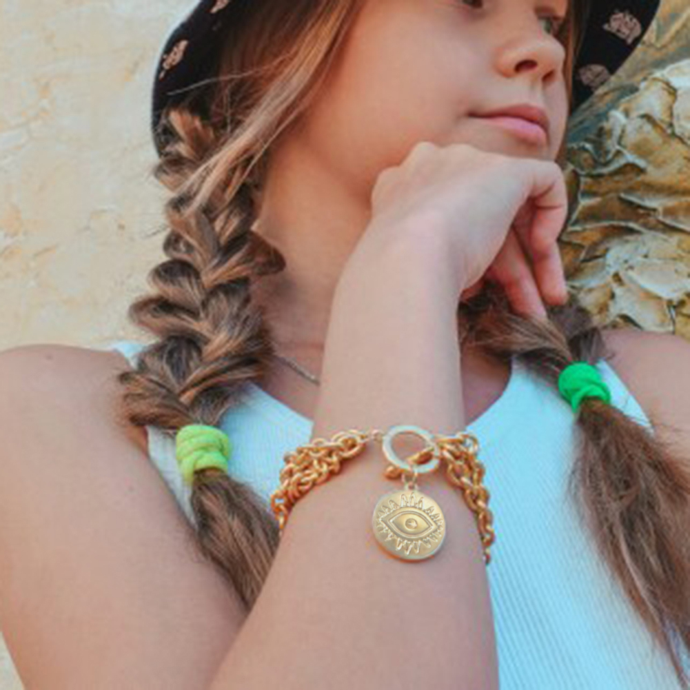 MinaMaMa Boheemse meerlaagse ketting roestvrij staal boze ogen bedelarmband voor vrouwen Vintage OT Toggle armbanden sieraden