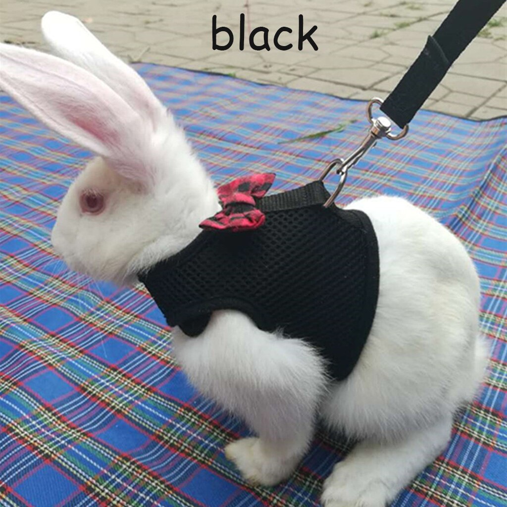 Arnés de chaleco para hámster de conejos S/M/L, con correa para el pecho de malla de conejo Leas, Ferret, conejillo de indias, animales pequeños, accesorios para mascotas: Black / S