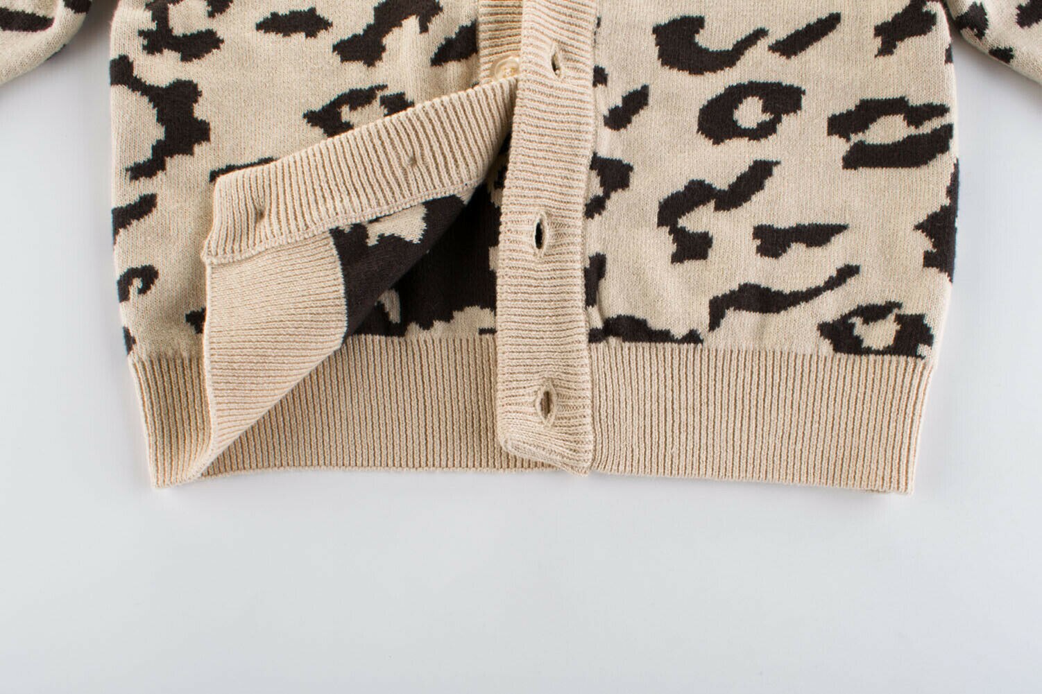 Småbarn pojke flicka kläder vinter höst stickad bomull leopard kappa kofta knapp tröja toppar jacka ytterkläder