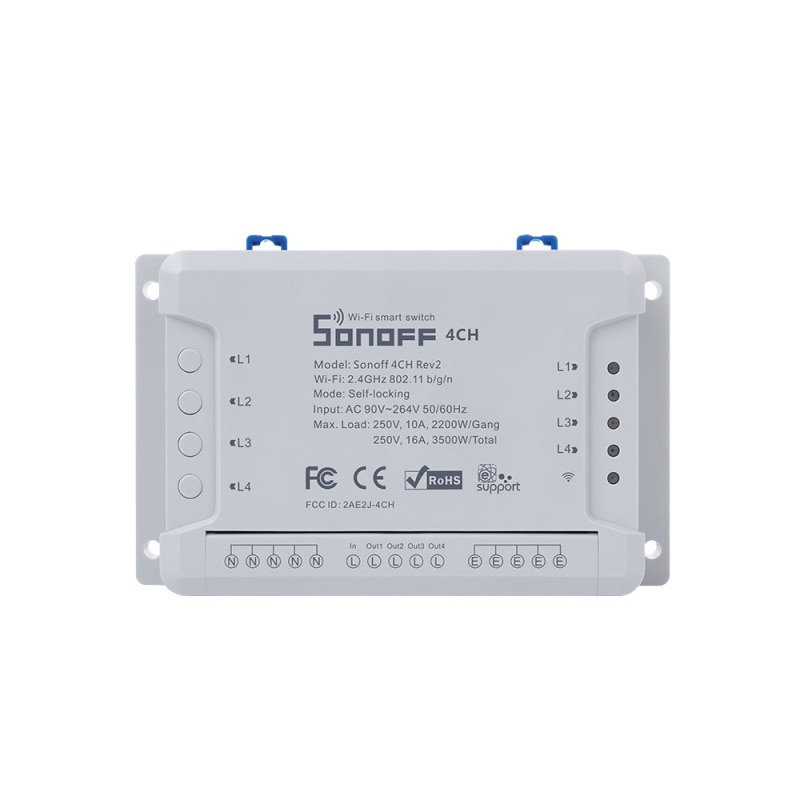 Sonoff 4ch r3 pro  r3 433 mhz 4 bande rf trådløs fjernbetjening wifi smart home switch inching interlock relay alexa google home ewelink