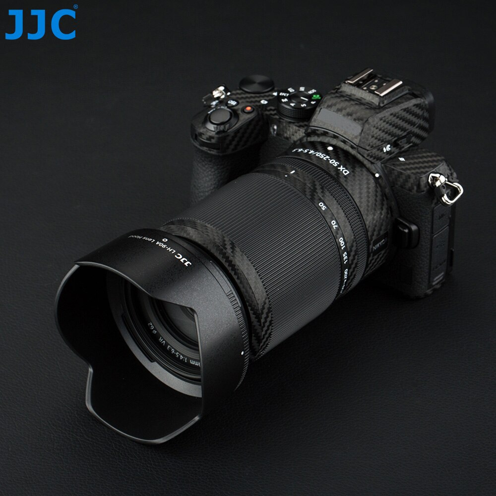 JJC dwustronna osłona przeciwsłoneczna dla Nikon NIKKOR Z DX 50-250mm f/4.5-6.3 VR obiektyw na Nikon Z50 zastępuje Nikon HB-90A osłona przeciwsłoneczna