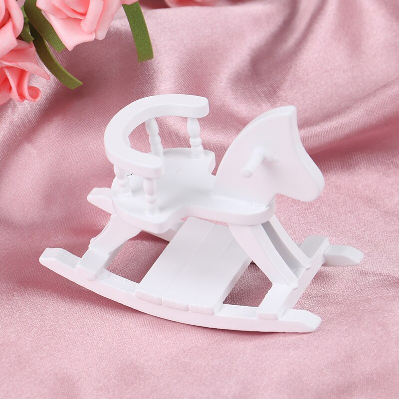 1/12 Dollhouse Miniature Wooden Rocking Horse Chair Doll House Furniture Ornament Accessories Toys
