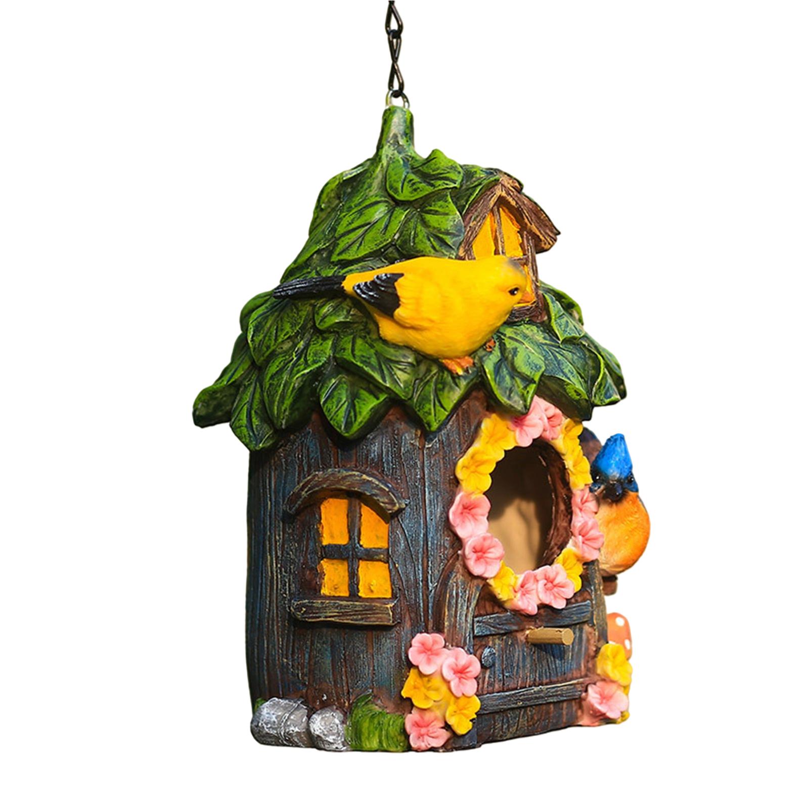 Bird House House Innovative Beautiful Nature Hand-Painted Nesting Box for Home Outdoors