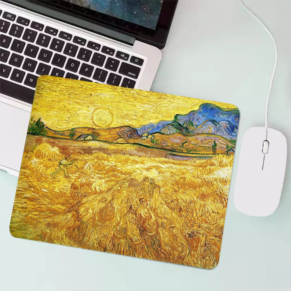 Van Gogh Painting Small Gaming Mouse Pad PC Gamer Keyboard Mousepad Computer Mouse Mat Laptop Carpet Anime Mause pad Desk Mat: 60x40 cm / APRICOT
