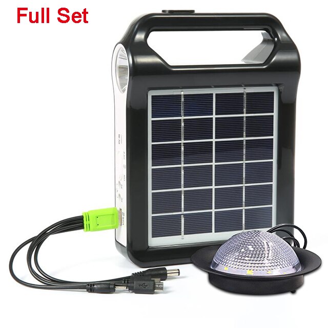 Portable 5V Rechargeable Solar Panel Power Storage Generator System USB Charger With Lamp Lighting Home Solar Energy System Kit: 1 bulb 2400mah panel
