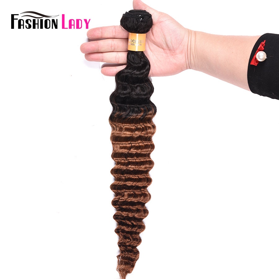 Lady Tissage En Lot P Ruvien Non Remy Deep Wave Cheveux Naturels Brun Ombr B Pi Ce