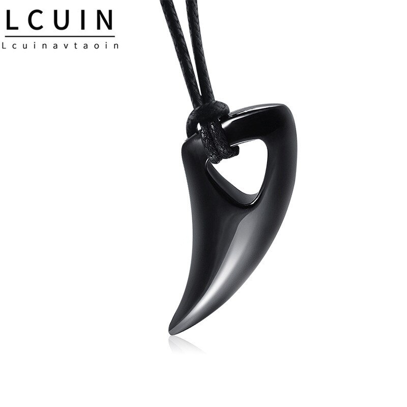 Wolf Tooth Men Necklace - National Wind Titanium Steel Wolf Head Pendant Necklace With Leather Rope Jewelry Colar Choker