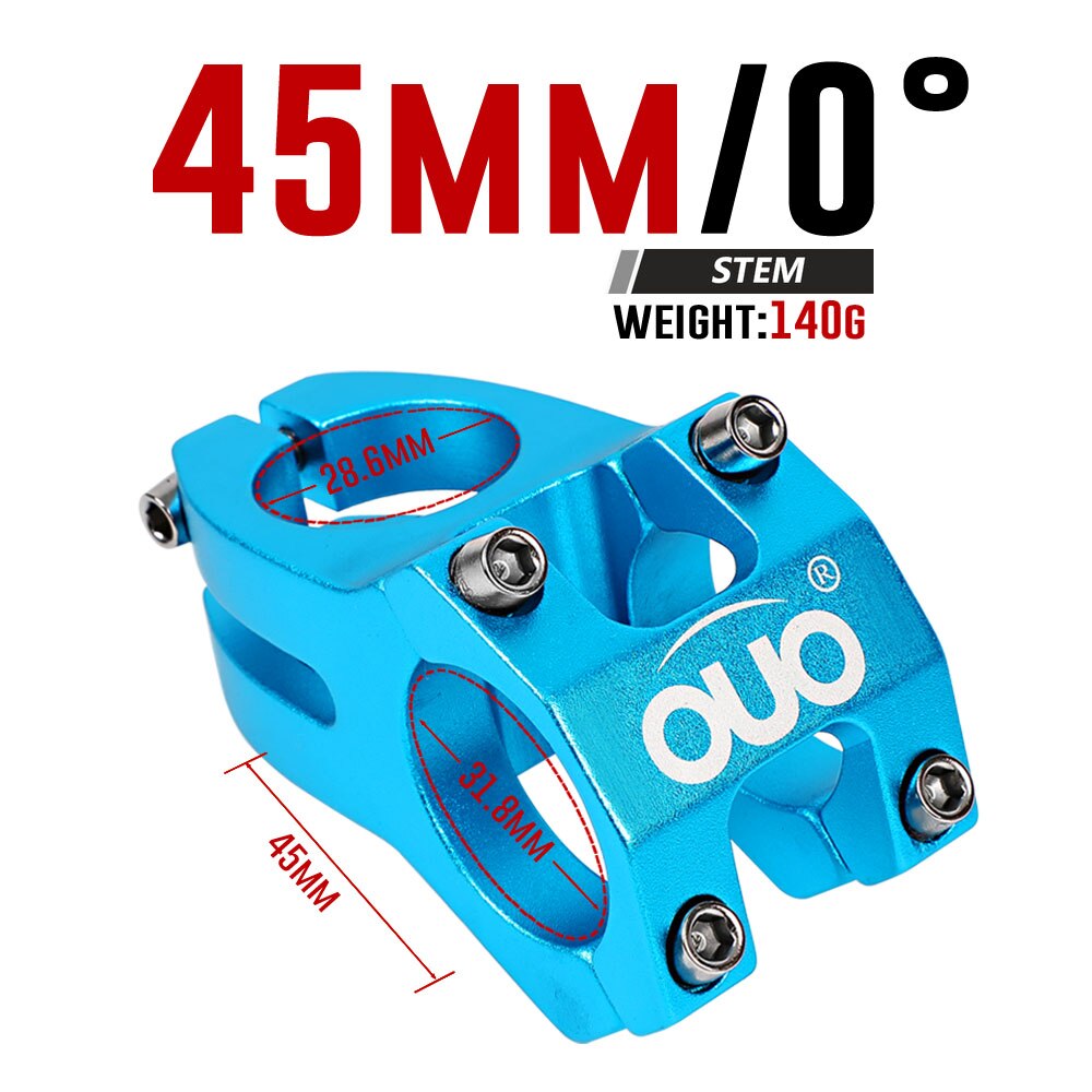 OUO krótki mostek rowerowy 31.8x4 5mm wspornik kierownicy rowerowej MTB moc pręt aluminiowy pion Bicycl accesori części robić roweru górskiego: 31.8x45mm niebieski