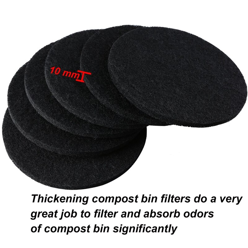 6 Pack Verdickt Kompost Behälter Filter Aktivkohle Filter für Küche Kompost Behälter Filter Ersatz, 10 mm Dicke, 6,75