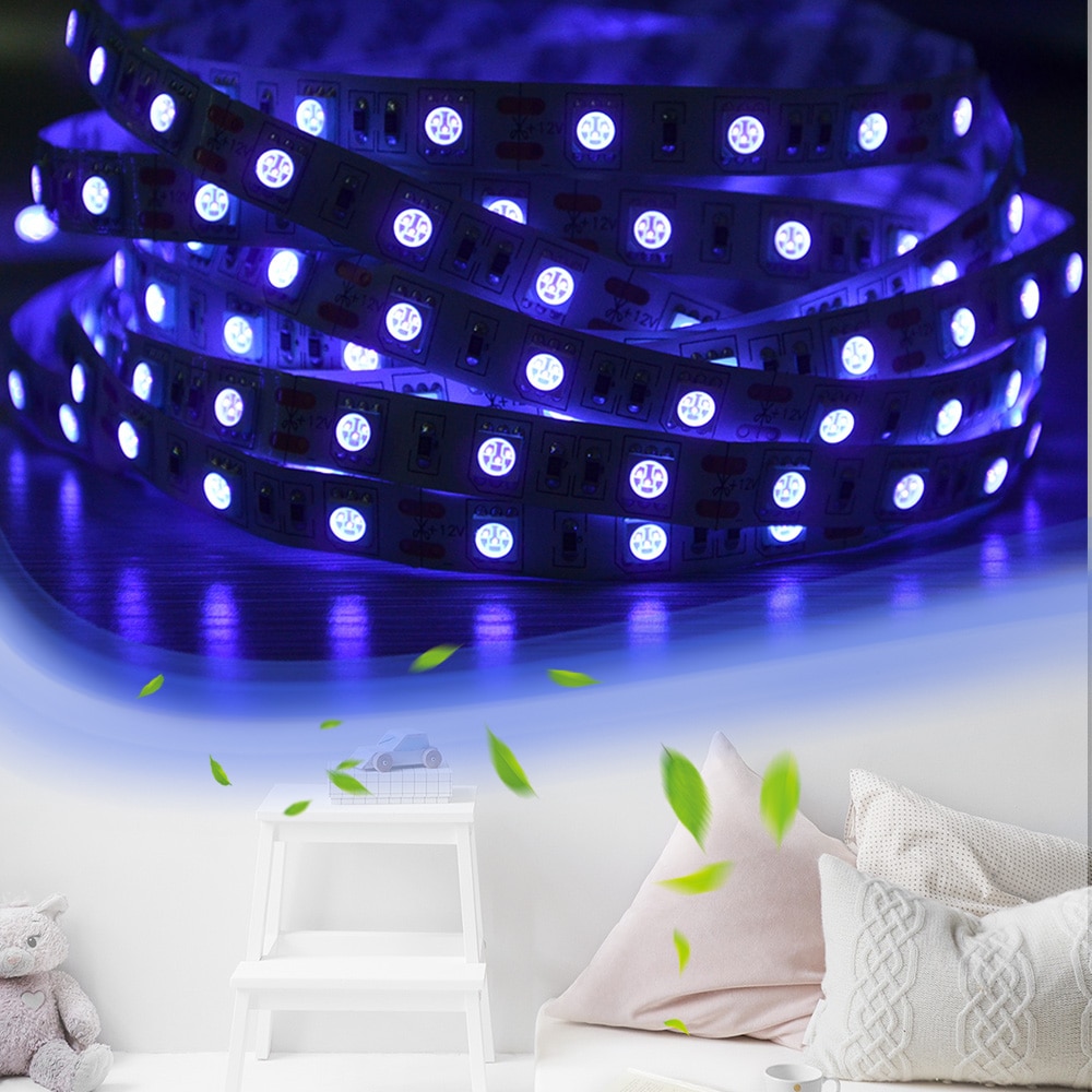 UV Light Disinfection Strip 5m 5050 LED Tape Germicidal Disinfection Light LED Strip Lights 12V for Home Disinfecting Air Clean