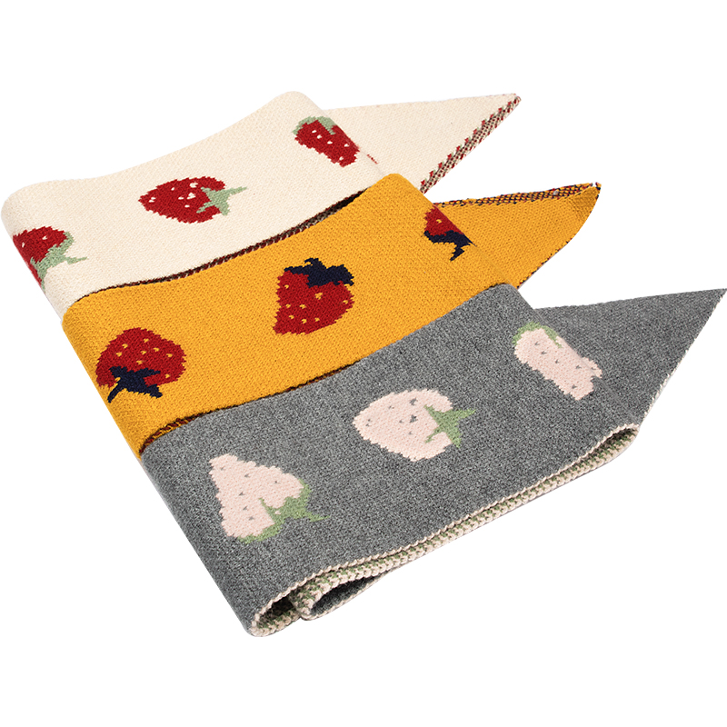 women cute strawberry knitted boa ladies autumn warm lovely decorative neck scarves Korean Japan school girls skinny neckerchief