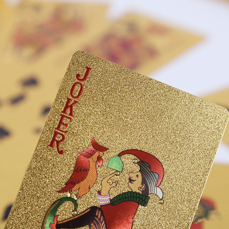 Unterhalten Goldene Spielkarten Deck Von Goldfolie Poker einstellen Magie Karten 24K Gold Kunststoff Folie Poker dauerhaft Wasserdicht karten