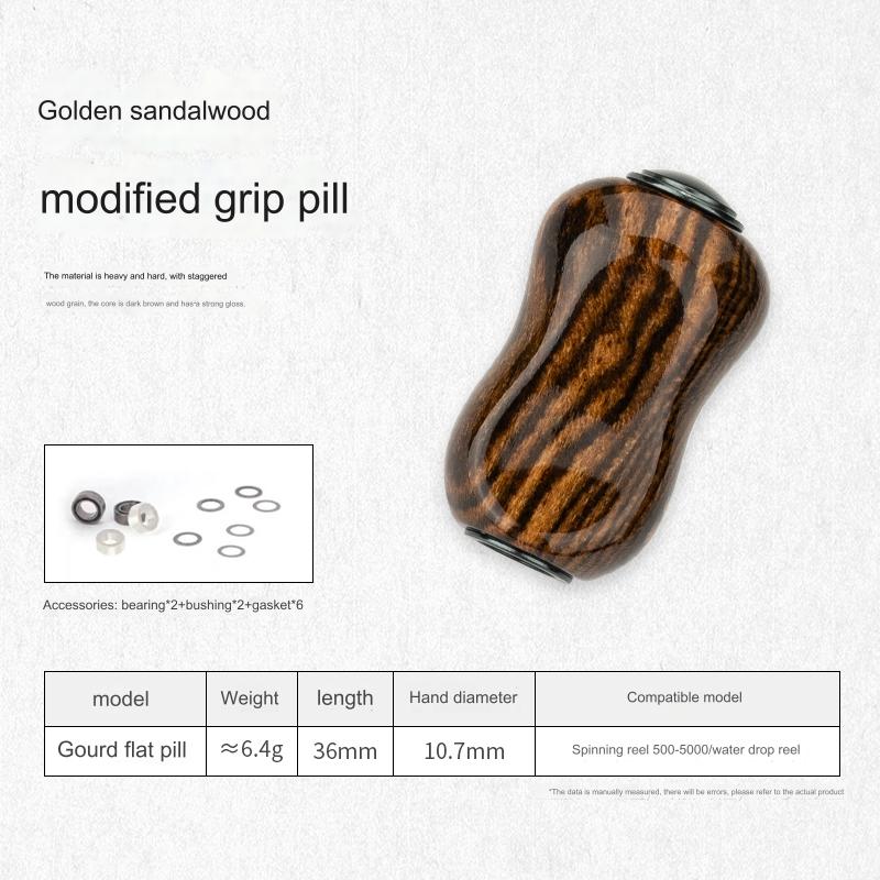 1 stuks massief houten handvat viswielarm metalen handvat vismolen details hoogtepunt log gemodificeerde bal: WHITE