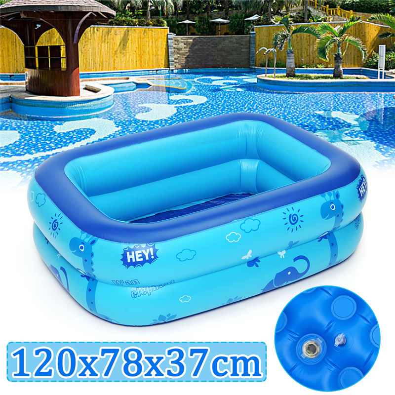 Kids inflatable Pool Large Size Children's Home Use Paddling Pool Inflatable Square Swimming Pool Heat Preservation 120x78x37cm