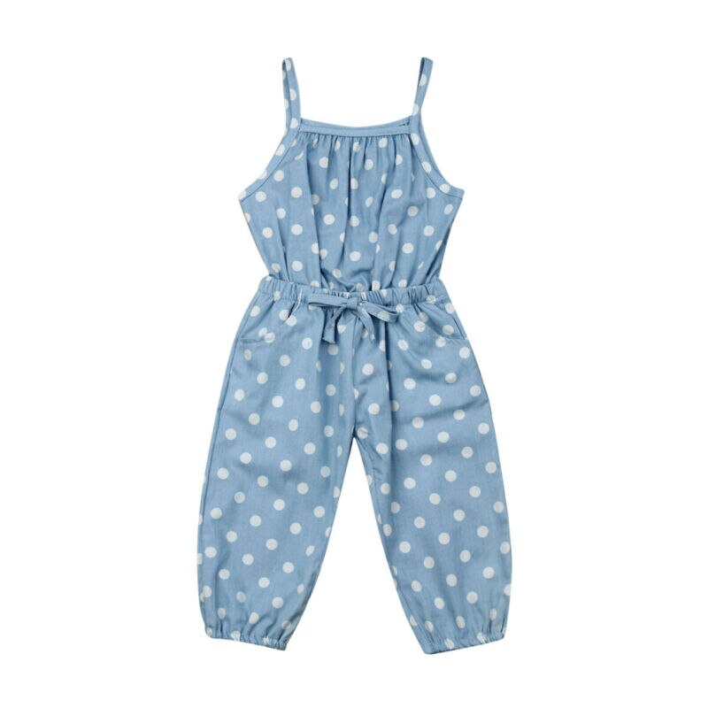Pudcoco, ropa para niñas pequeñas, pantalones vaqueros sin mangas con babero, mono con tirantes de lunares, pantalones, conjuntos de verano para niños, pelele