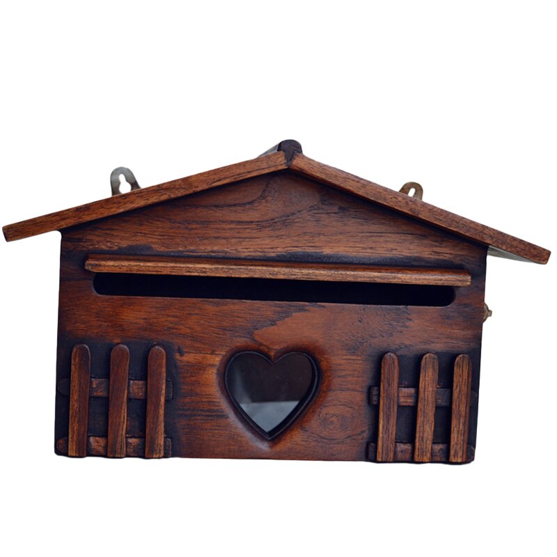 Retro Wooden Post Box Exquisite Mailbox Outdoor Rainproof Suggestion Box Letter Box for Home Office Supplies: Default Title