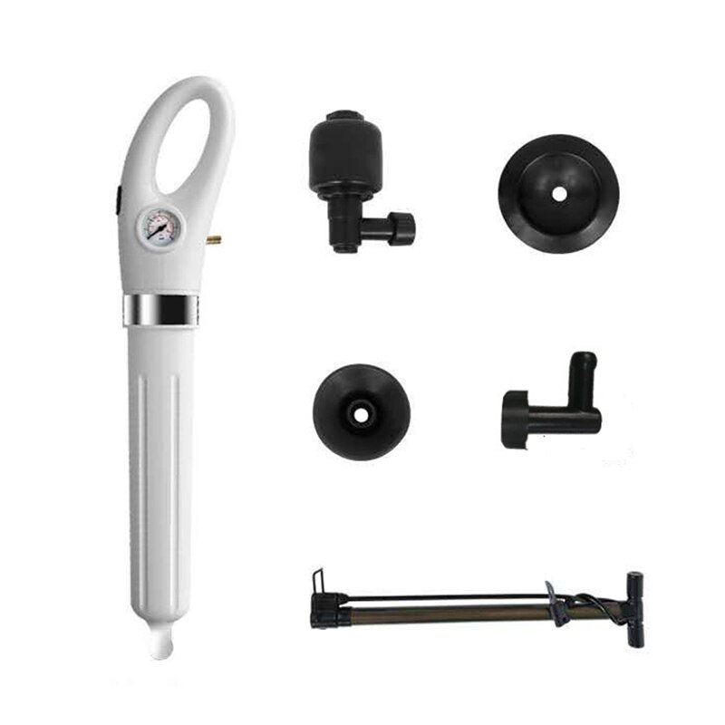 Sewer Dredge Toilet Plungers Drain Pipe Dredge Toilet High Pressure Air Drain Blaster Cleaner Powerful Manual Cleaning Clogs D: White 2