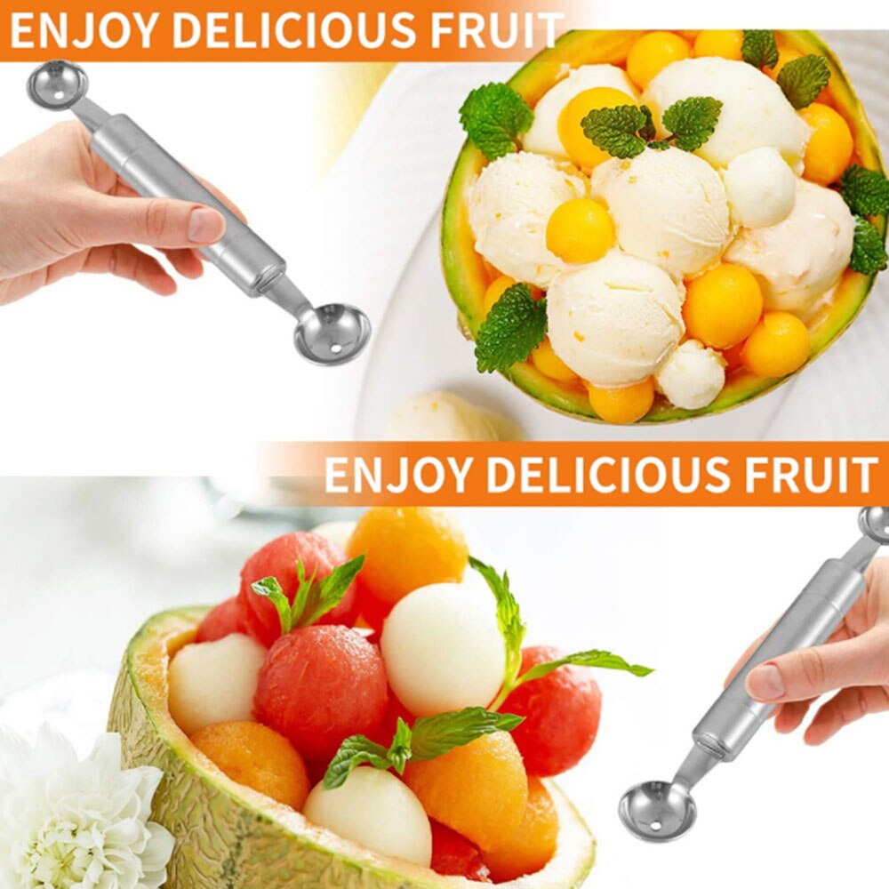Double-Headed Stainless Steel Fruit Digging Ball Spoon Multi-purpose Watermelon Digger Dragon Digging Ball Spoon Ice Cream Spoon