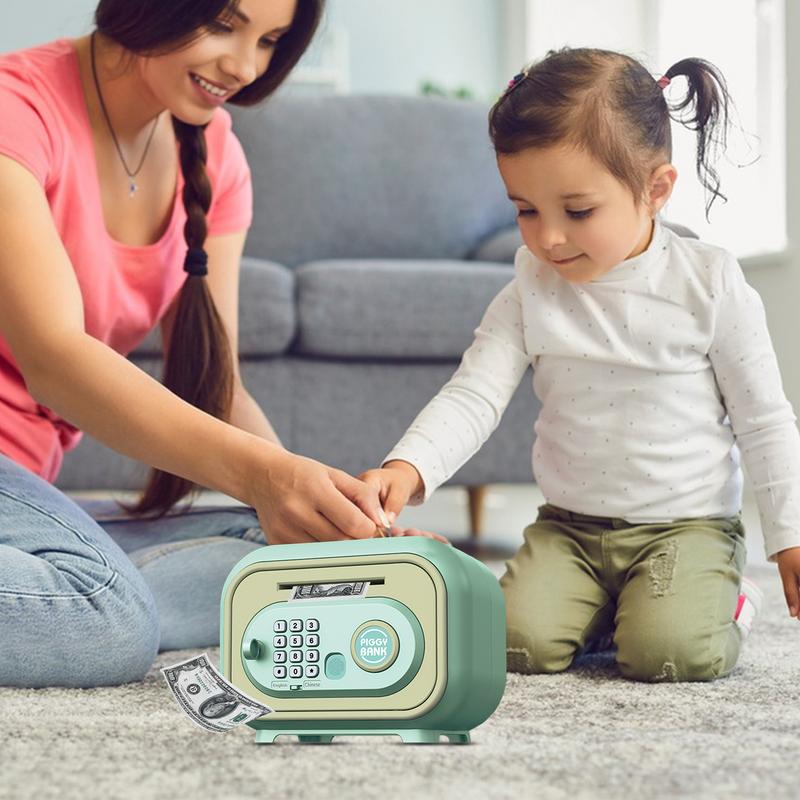 Geldsafe für Kinder, Bargeld, Münzsparbank mit Schlüssel, automatischer Banking-Geldbehälter, Safe mit Passwort und Fingerabdruck