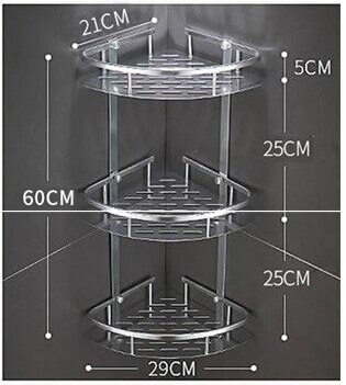 Badeværelse hylde 2/3 lag aluminium opbevaringsholder til shampoo sæbe kosmetisk kurvholder trekantet rack badeværelse tilbehør: 3 lag