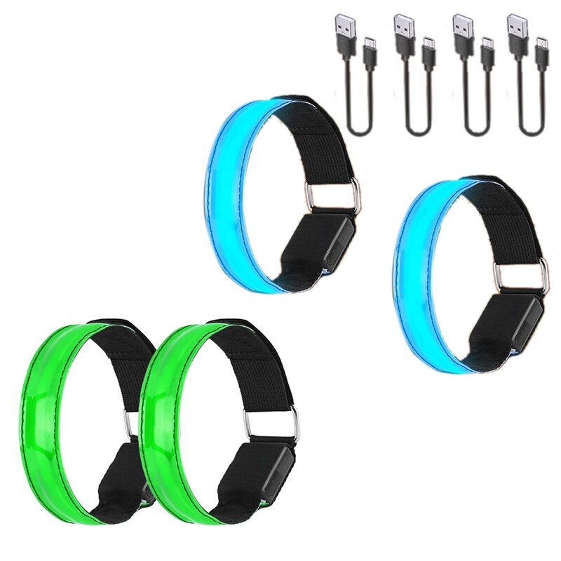 Jabs usb-led-armband, , 4er- pack, reflektierendes led-armband, laufarmband, lichtstreifen für joggen und laufen: Kastanienbraun