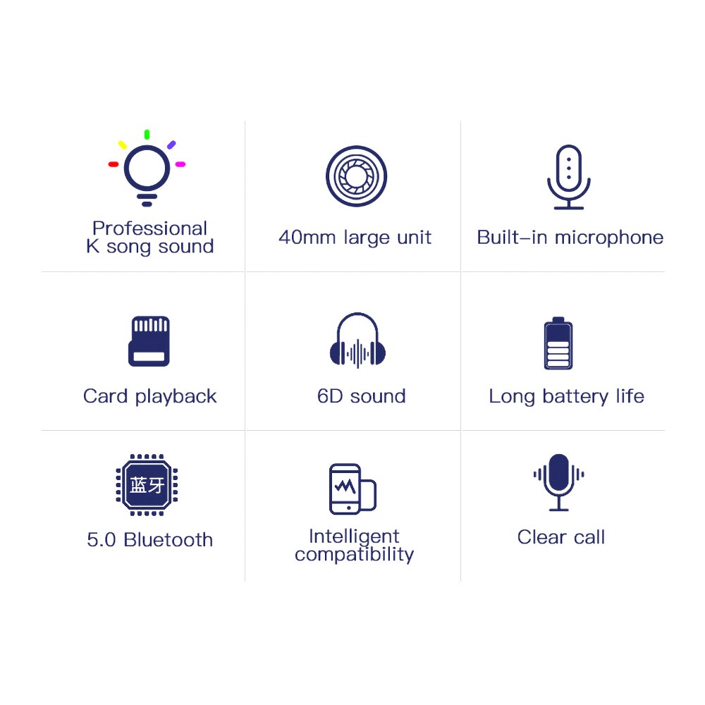 Xiaomi-auriculares inalámbricos con luz LED, cascos HiFi plegables con micrófono y Bluetooth 5,0