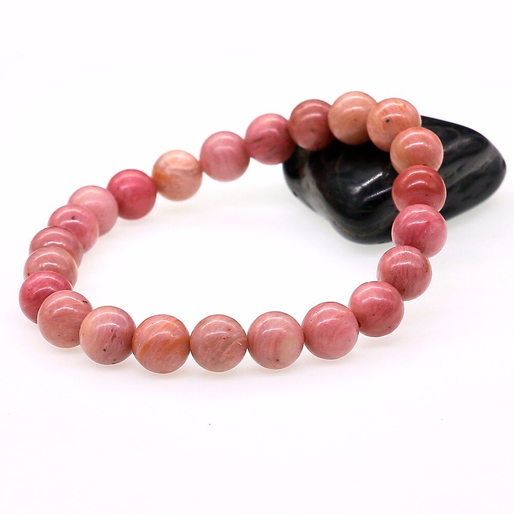 Natural Rhodochrosite Stone Bracelet Stretch Stacking Yoga Bracelet 8MM Round Ro'se Beaded Women Jewelery Healthy Bangle