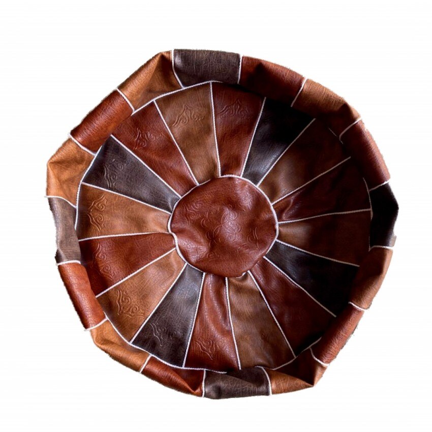 Pouf en cuir PU marocain, coussin non rembourré, repose-pieds, broderie artisanale, Pouf rond et grand, 50*50*25cm: 01as picture