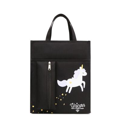 Students' Tutorial Bags A4 Canvas Waterproof Hand Bag Pencilbag Large Capacity Schoolbag Office School Supplies: 3