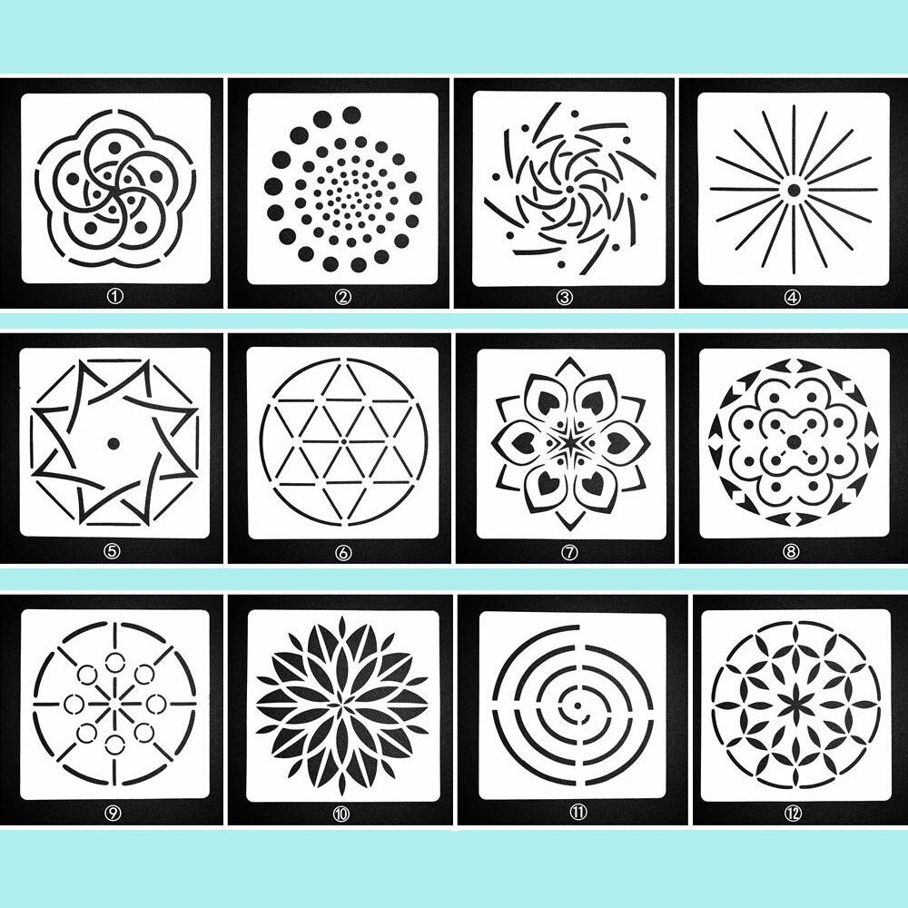 13pcs Dotting Painting Stencils Kit For Mandala DIY Stone Painting Template Set