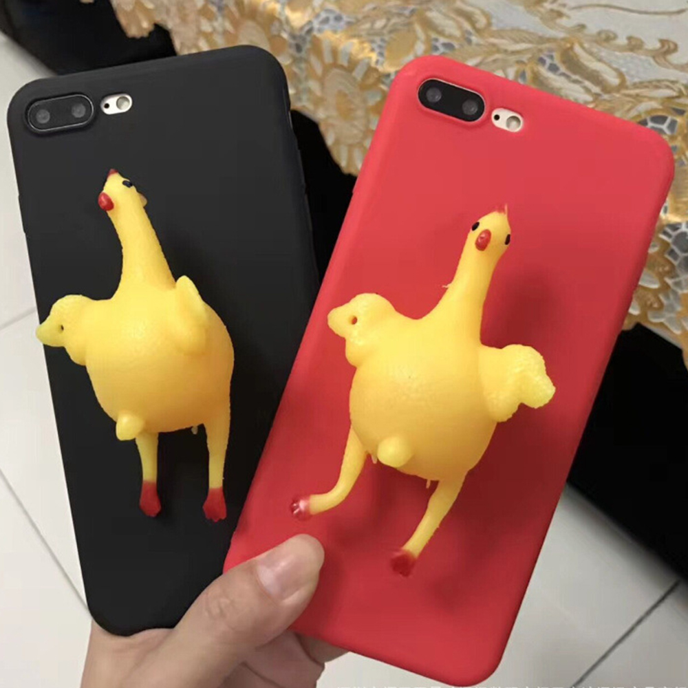 Heyytle 3D Squishy Chicken Phone Cover For Apple iPhone X 8 7 6S 6 Plus 5 5S 5C SE Case Stress Reliever Patterned Soft TPU Cases