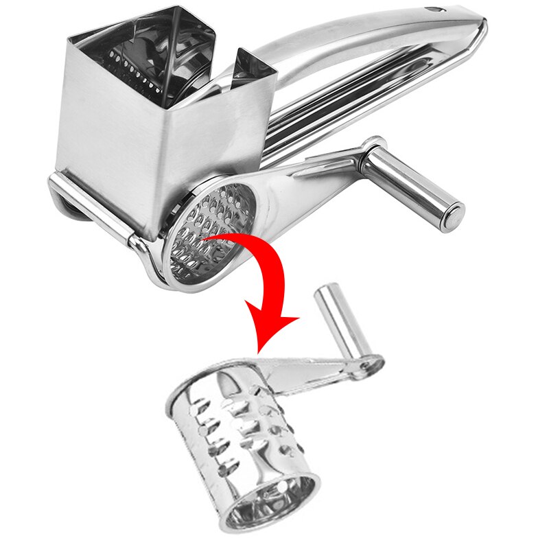 Holaroom Rotary Cheese Grater 4 Drums Blades Cheese Cutter Stainless Steel Cheese Slicer Shredder Butter Cutter Kitchen Gadgets: 4 Hole