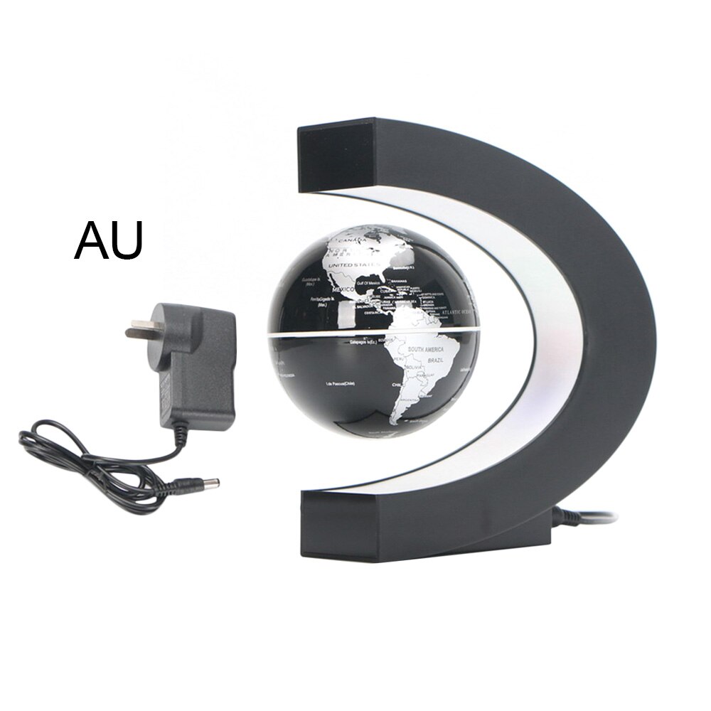 3"C Shape Magnetic Levitation Floating Globe Maglev Levitation Rotating Globe World Map for Teaching Home Office Desk Decoration