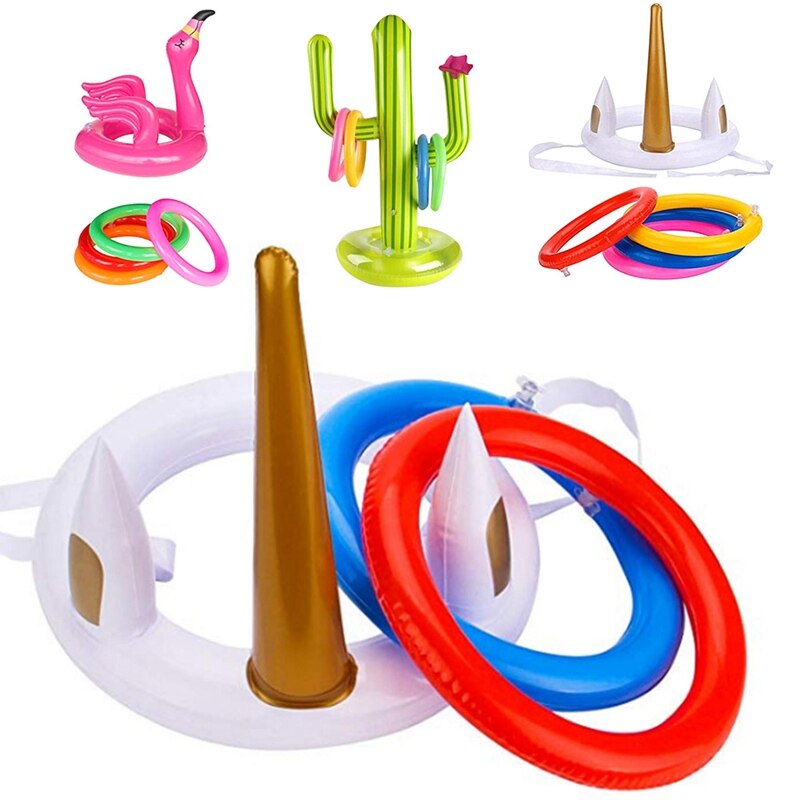 Cactus inflable de verano, juego de lanzamiento de anillo, juego de lanzamiento inflable, suministros de juguetes para fiestas, juegos de interior al aire libre para niños y adultos