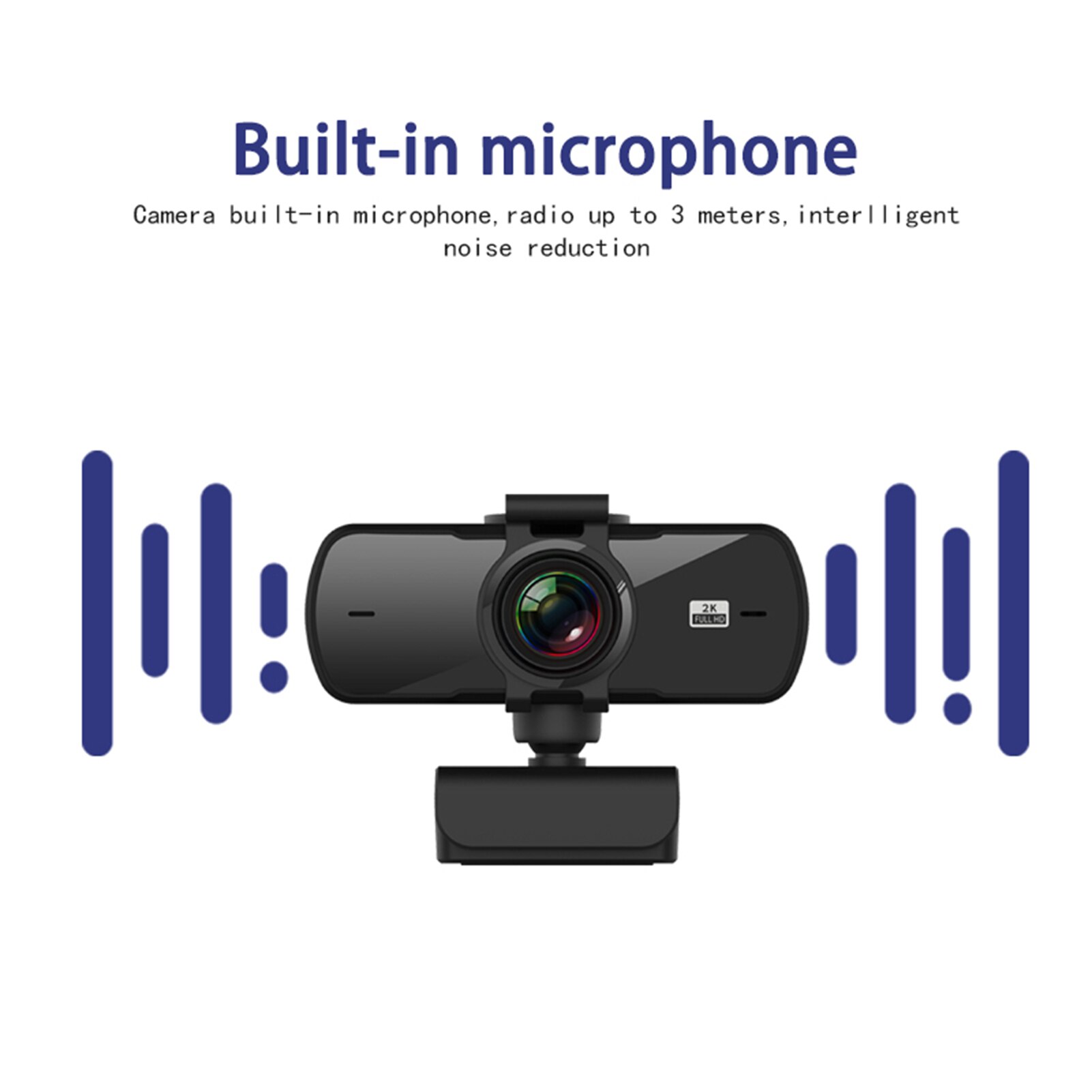 Laptop Webcam 2K Drive-free CMOS Built-in Microphone 360 Degrees Rotatable Lens Computer Web Camera Webcams With Cover
