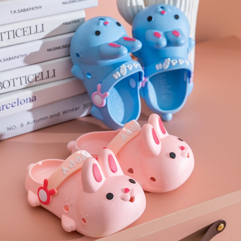 dzieci kapcie 2022 Słodki 3D króliki lato solidny różowy dziewczyny plaża sandały Dzieci moda fajny woda buty dla chłopcy jedyny w swoim rodzaju płaski