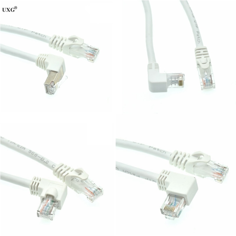 White Cat 6e RJ45 cable CAT6 8pin UTP Side Angled L Shape RJ45 Patch Cord Shape Ethernet Cable 6e Lan Short Cable Gigabit CAT6