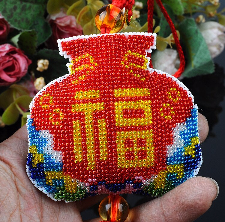 Key Chain Accessories Stamped Crafts DIY Printed Cross-Stitching-Kit Embroidery Stich-Bead Needlework QC090