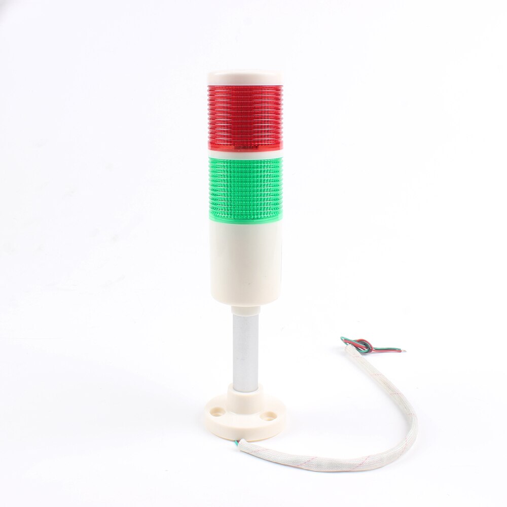 Lampe de pile de signalisation industrielle, 2 couleurs, lampe de sécurité, rouge, vert, LED, lampe en plastique blanc, 2 couches avec base