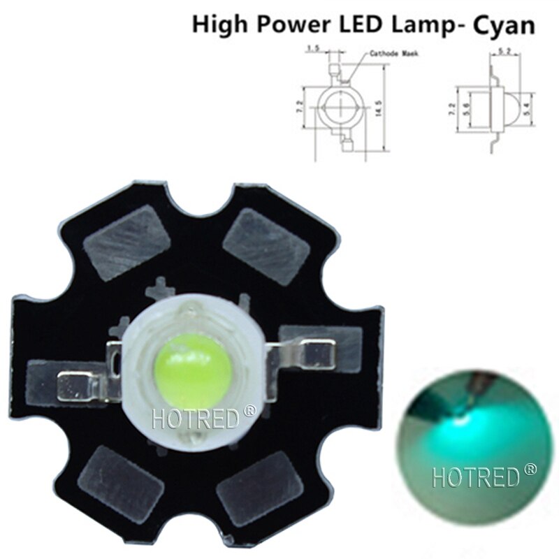 100PCS 3W Cyan Ice Blue Green High Power LED Lamp Led Emitter Light 490-495nm Diode 350-700mA For Decoration