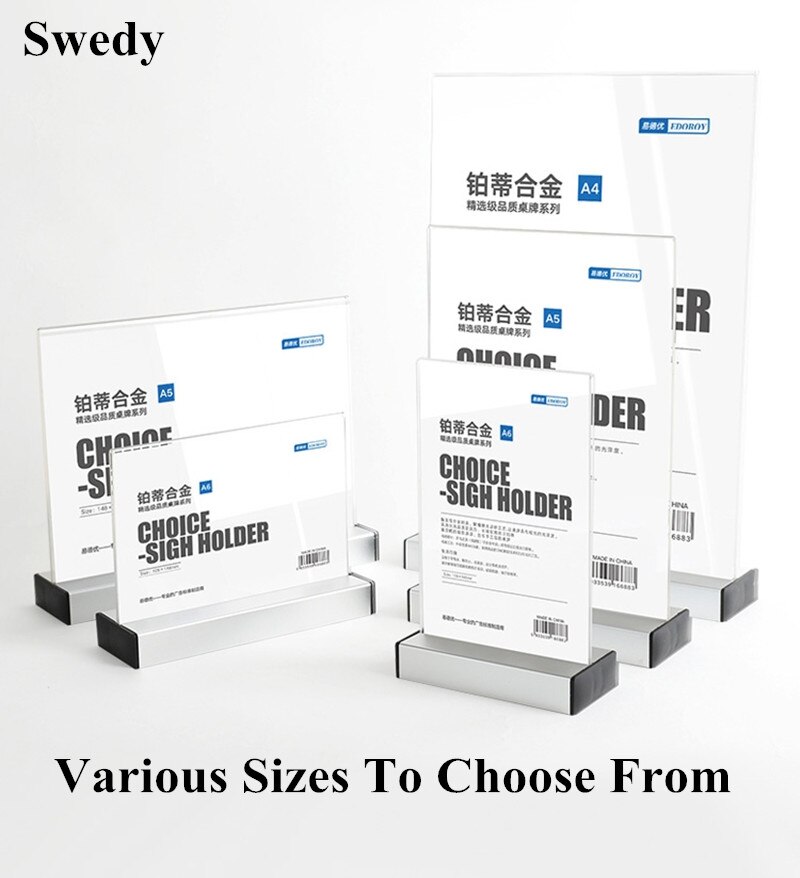 A4 210x297mm Countertop Acrylic Sign Holder Brochure Holder Display Stand Table Menu Holder Paper Poster Frame