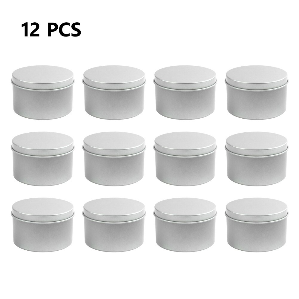 Candle Making Supplies DIY Candle Beeswax Arts Crafts Tin Jars Wick & Holder Supplies Candle Make Pouring Pot Candle Tins: 12 silver candle tin