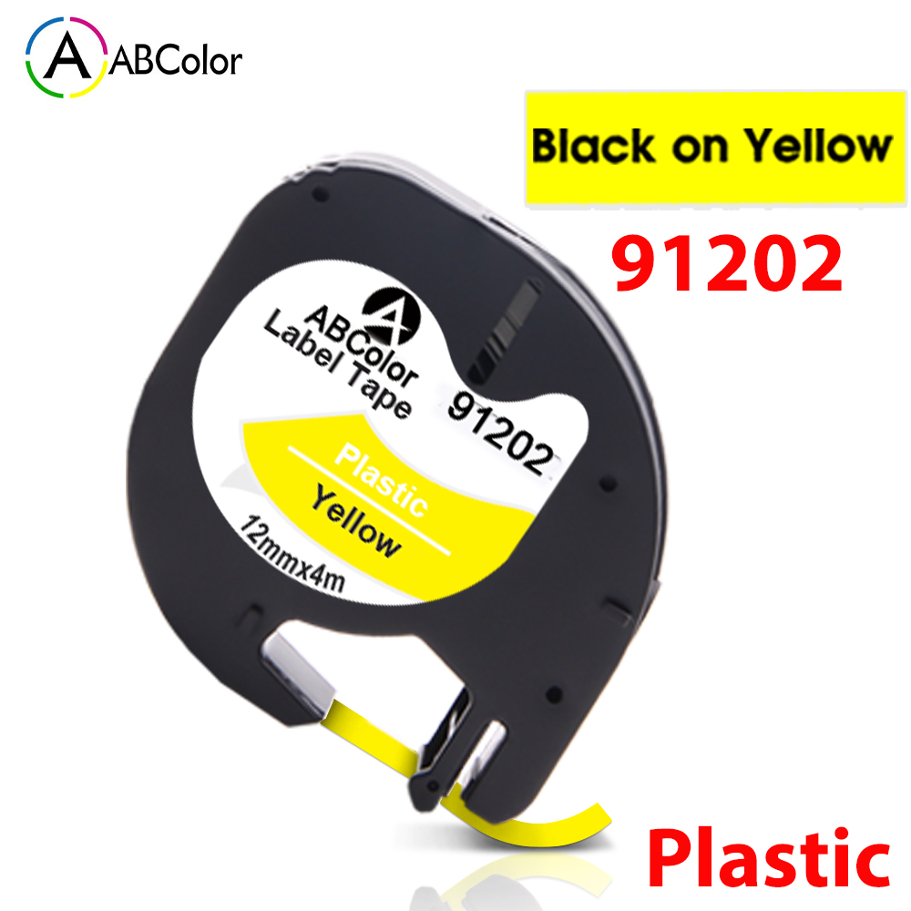 1Pcs 91202 Compatible for Dymo LetraTag Label Tape 91222 91332 Black on Yellow LT 91202 For Dymo LT100H QX-50 2000 Label Maker: 91202 Yellow