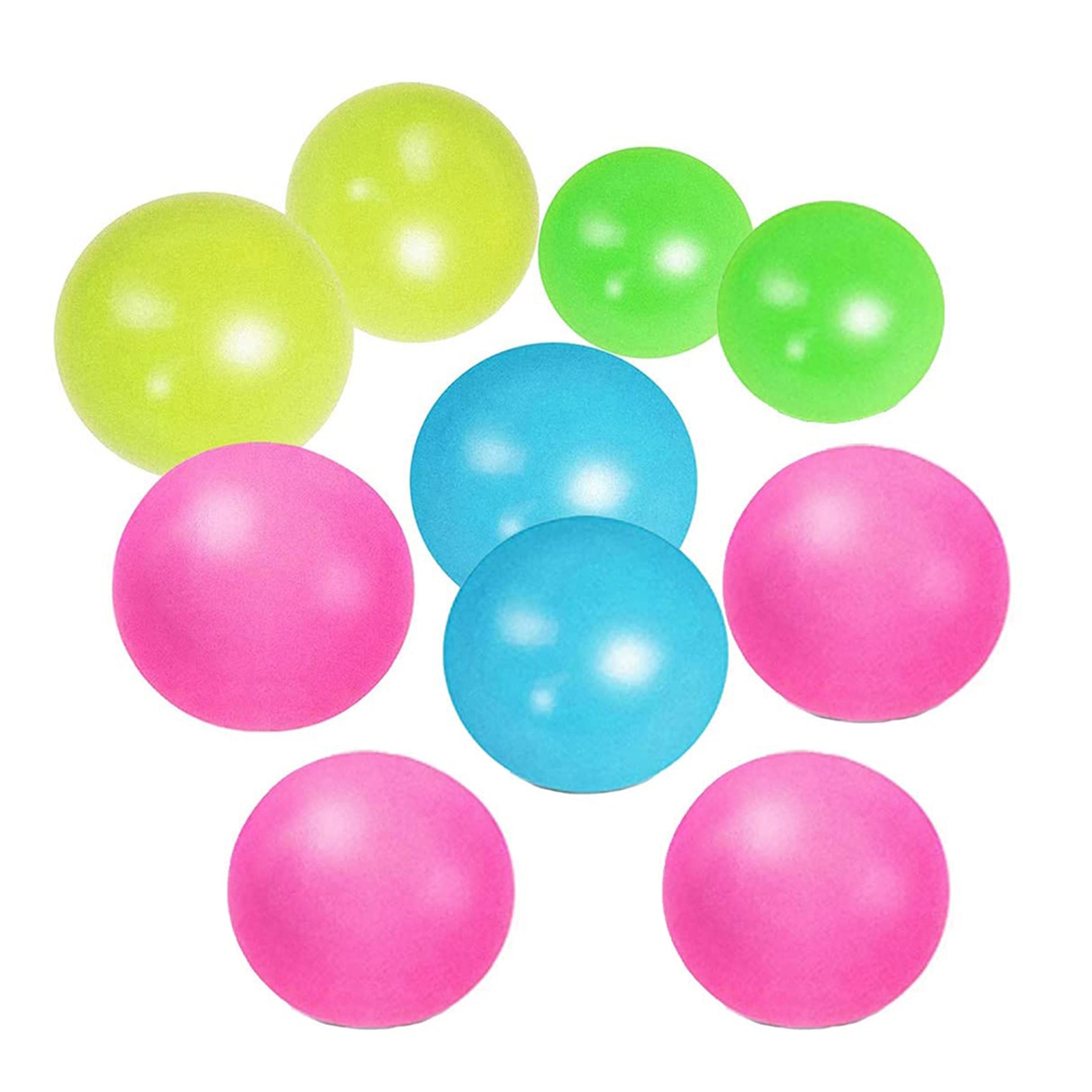 10Pcs Stick Wall Balls Luminous Sticky Fluorescent Ceiling Ball Target Ball Anti-stress Decompression Toys Squeeze toys: 10pcs