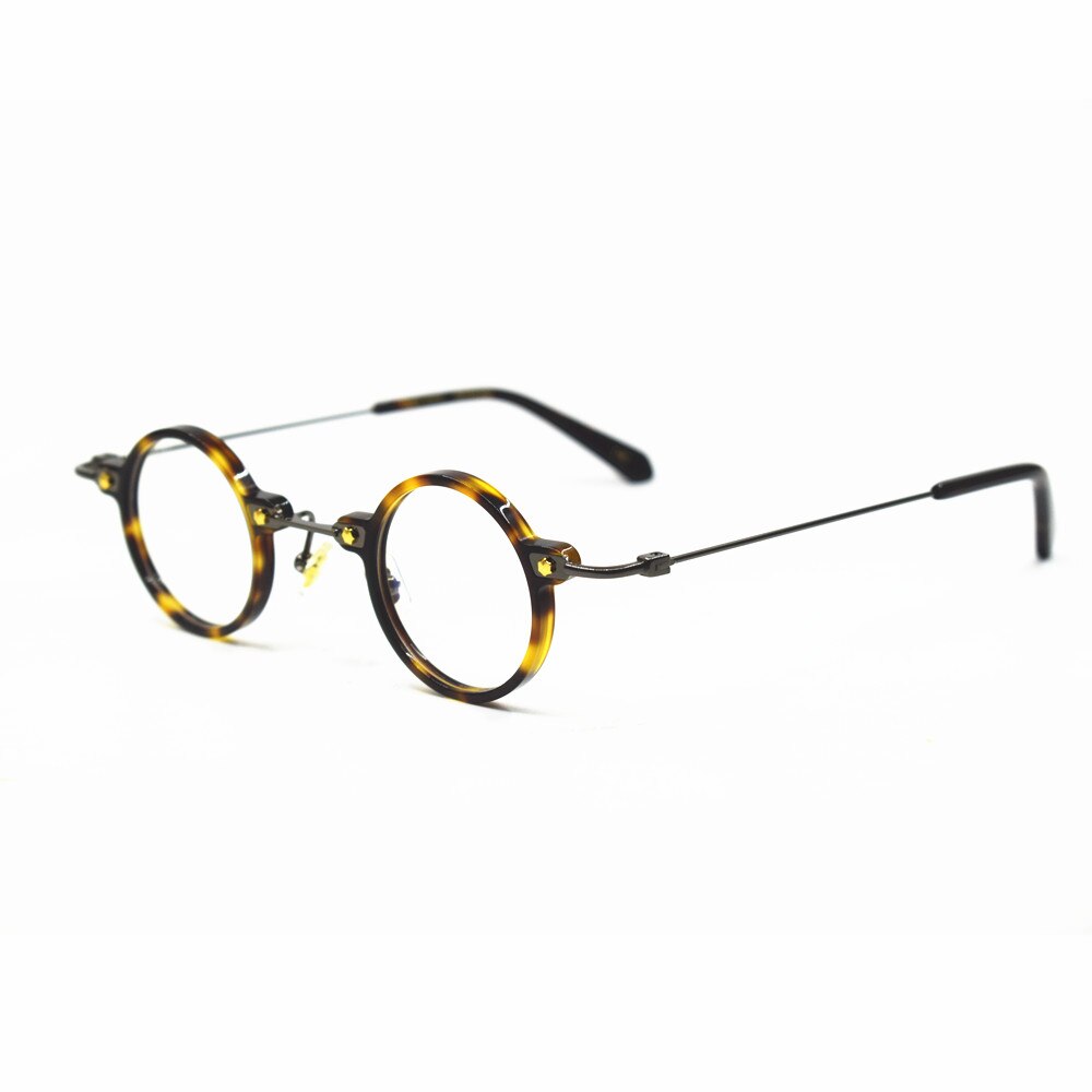 Vintage lille runde 36mm håndlavede brillerammer titaniumacetat fuld kant rx: Skildpadde